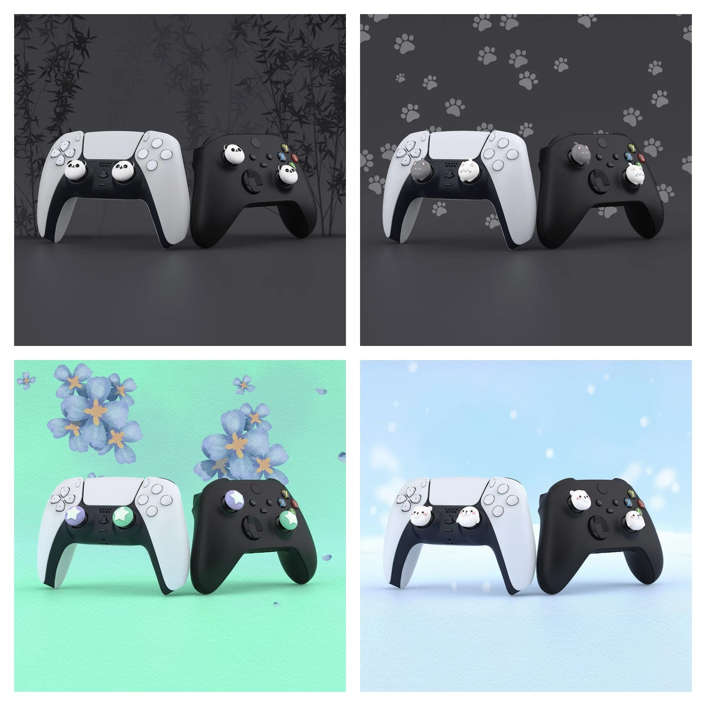 PlayVital Cute Thumb Grips Joystick Caps Thumbstick Cover for ps5/4, for Xbox Series X/S & Xbox One, for Switch Pro Controller
