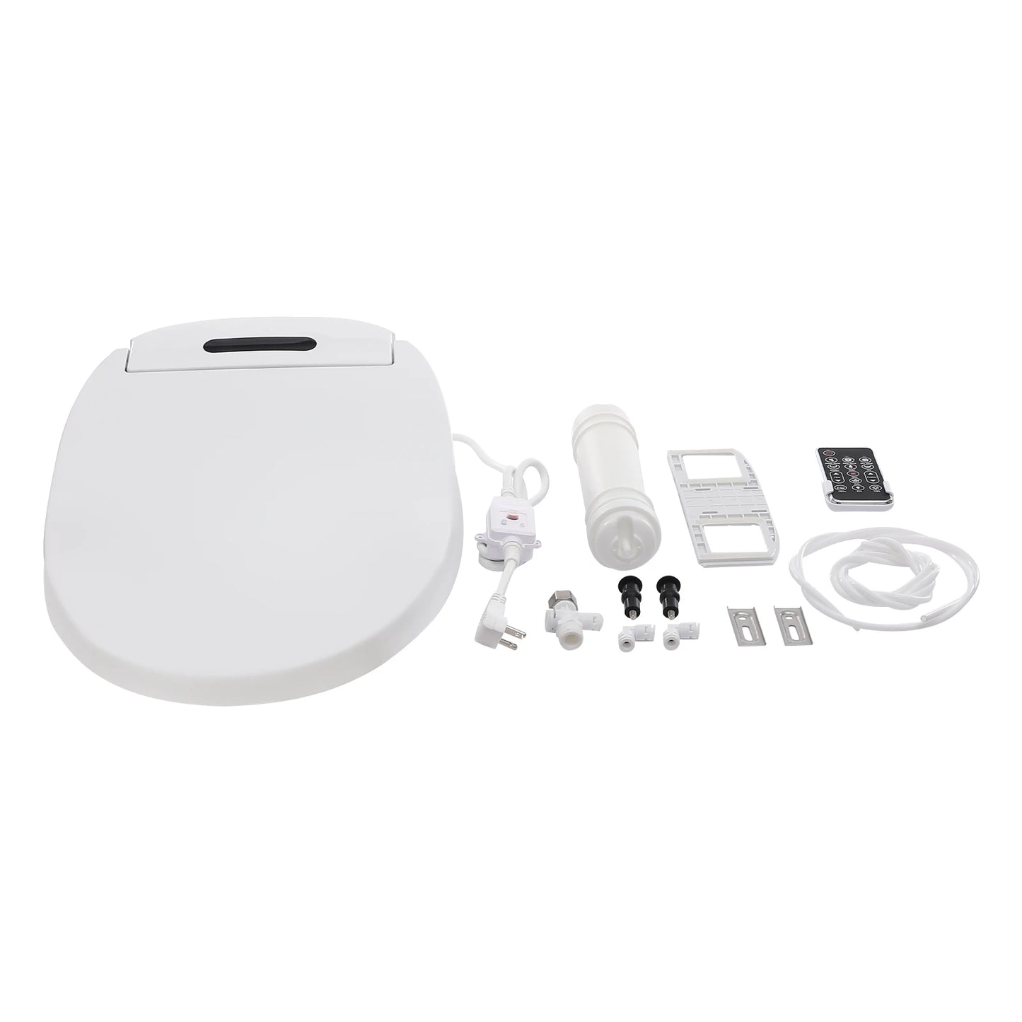 Electronic Heated Smart Toilet  Seat Bidet with Air Dryer Adjustable Temp LED Night Light Self-Cleaning Nozzle Side Controls