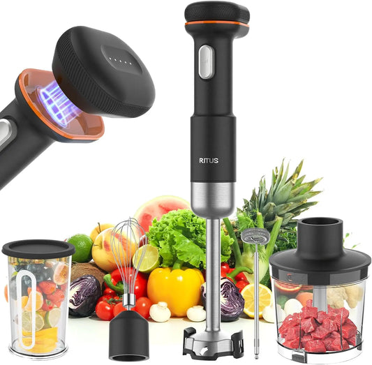 Cordless Stick Immersion Blender 5-in-1, 13000RPM Soup Blender Rechargeable Handheld Mixer For Baby Food & Smoothies, Variable