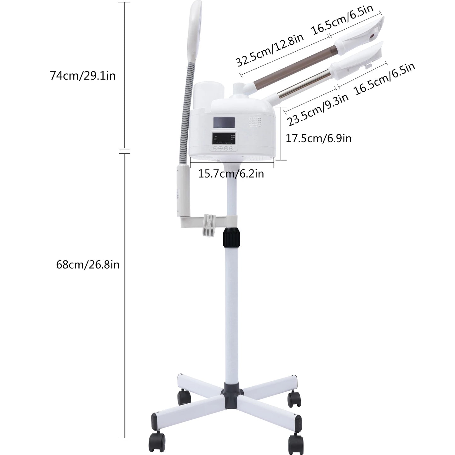 Facial Steamer Beauty Instrument, Intelligent Touch Screen PTC Technology, Hot&Cold Double Tube Nano Spray with Wheel 110V