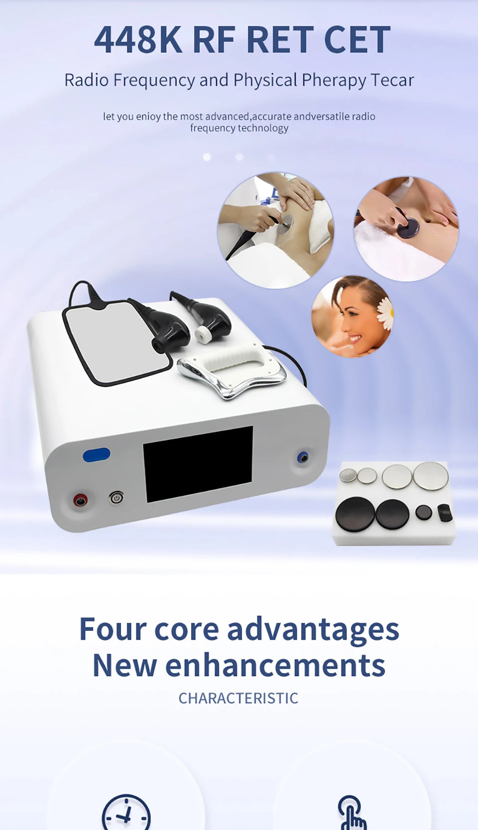 Penetrating 448k High Frequency Indiba Body Facial Massagers TecarTherapy Machine Warm Heat Permeable Treatment Wrinkle SkinCare