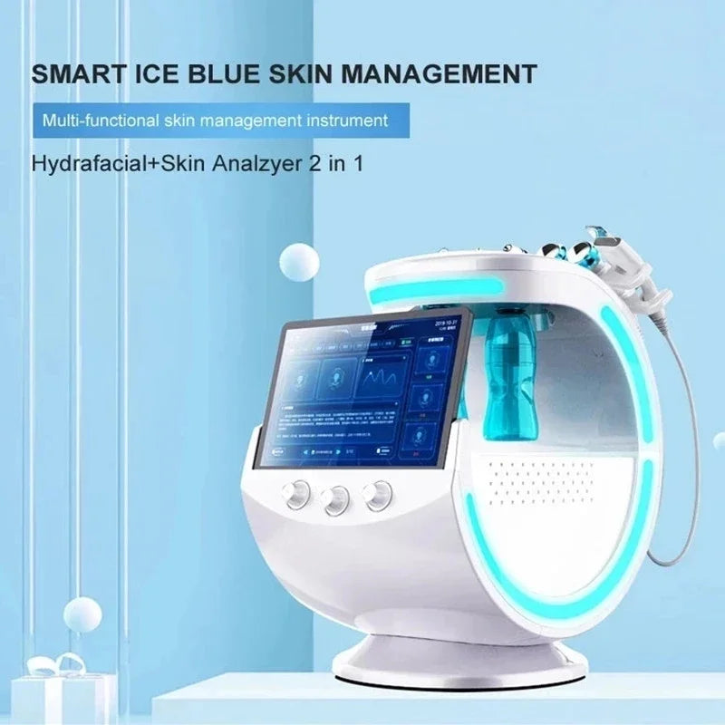 Ice Blue Terrazzo Machine Professional 7-in-1 Hydra Grinding Machine Skin Analysis Multi functional 7-in-1 Facial Care Beauty