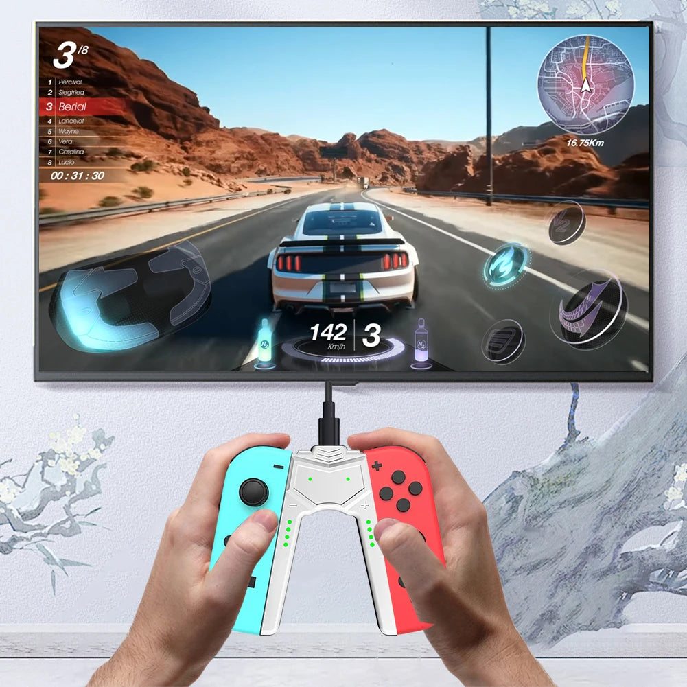 Switch OLED Joy Con Charging Grip with Type C Handle Charger Controller Connector Support Charging While Playing