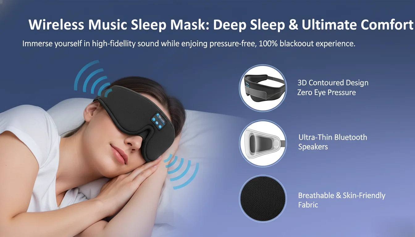 Sleep Headphones, 3D Sleep Mask Bluetooth Wireless Music Eye Mask, Sleeping Headphones For Side Sleepers Sleep Mask With