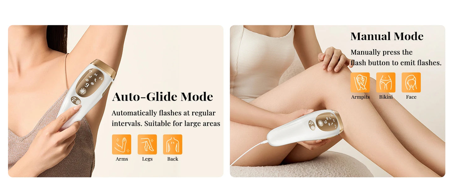 Laser Hair Removal IPL with Ice Cooling, 9 Energy Levels Unlimited Light Pulses for Face Armpits Leg Body Permanent Hair Removal