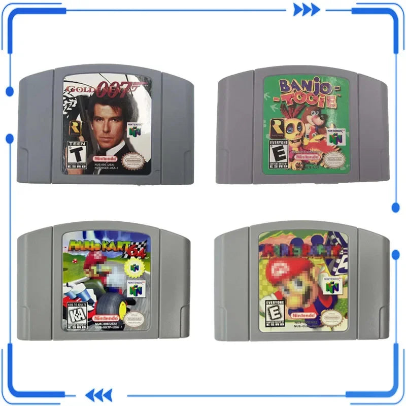 N64 USA Version 64 Bit Console Classic Video Games Cartridge Multiple Series 007 Castlevania Party Series BANJO Gift Toys