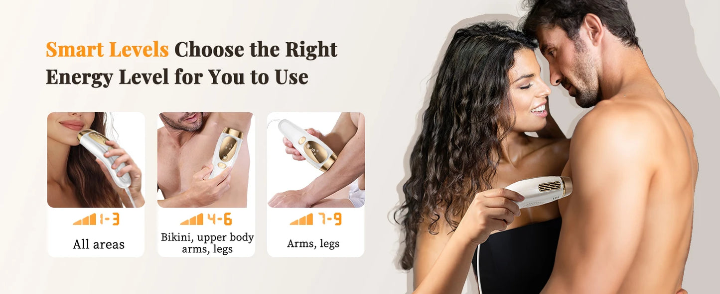 Laser Hair Removal IPL with Ice Cooling, 9 Energy Levels Unlimited Light Pulses for Face Armpits Leg Body Permanent Hair Removal