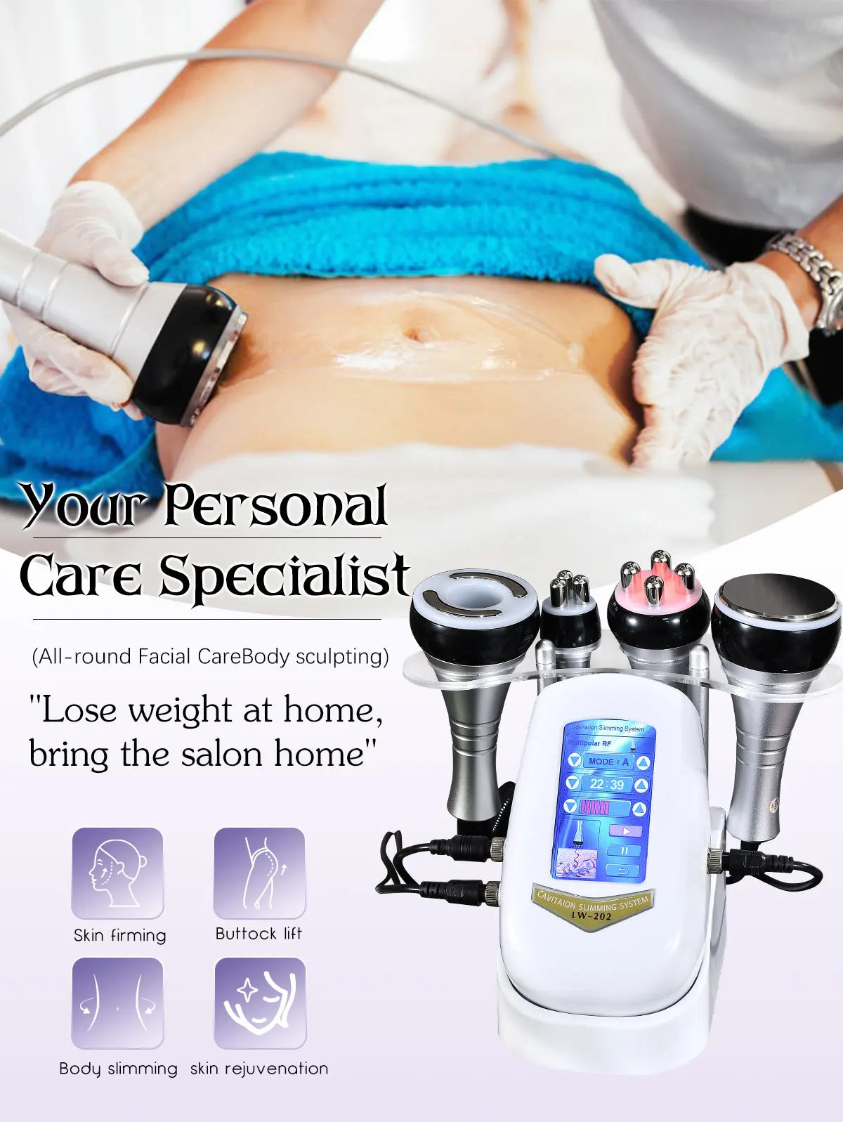 40K 4 IN1 Cavitation Body Slimming Machine  beautiful equipment Facial Massager Skin Tighten Face Lifting Vacuum Suction