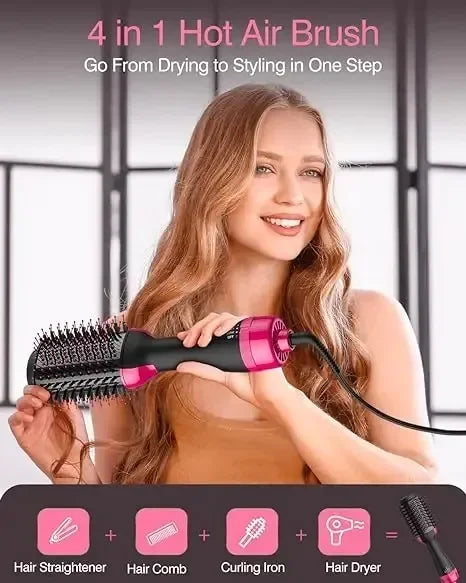 4 in1 hair straightener curling iron styling comb hot air comb volumizing hot air comb anionic straightening brush hair dryer