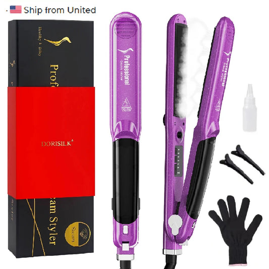 Upgraded Steam Straightener for Hair Vapor Flat Iron Hair Straightener and Curler Ceramic Professional Salon Steampod Hair Plank