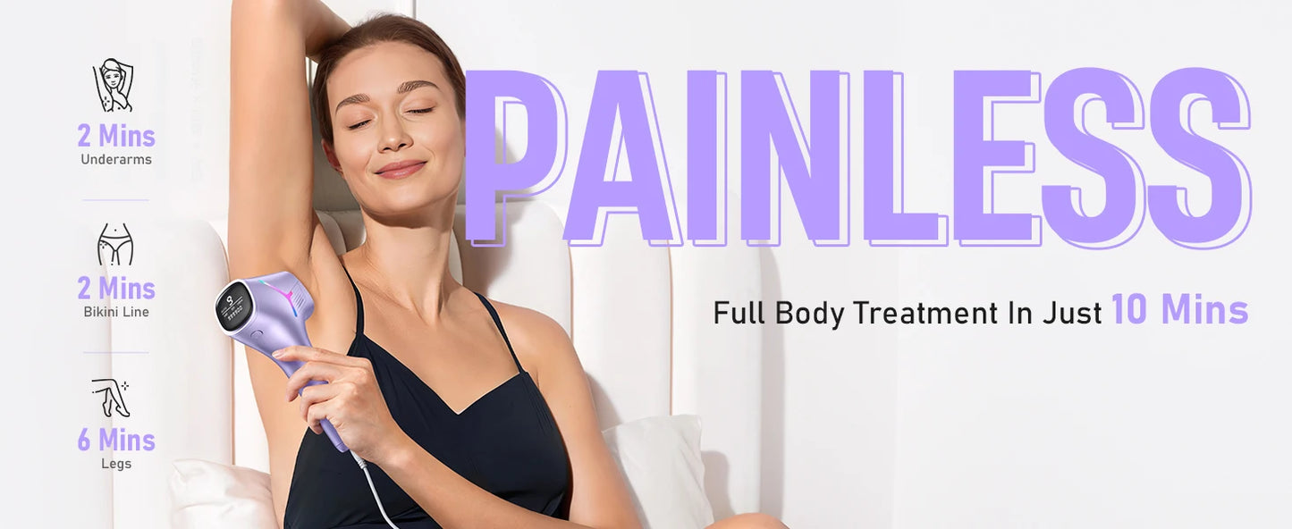 Hair Removal Laser With 9 Energy Levels for Women Permanent Hair Remover 999,900+ Quick Flash Painless IPL Hair Remover Device