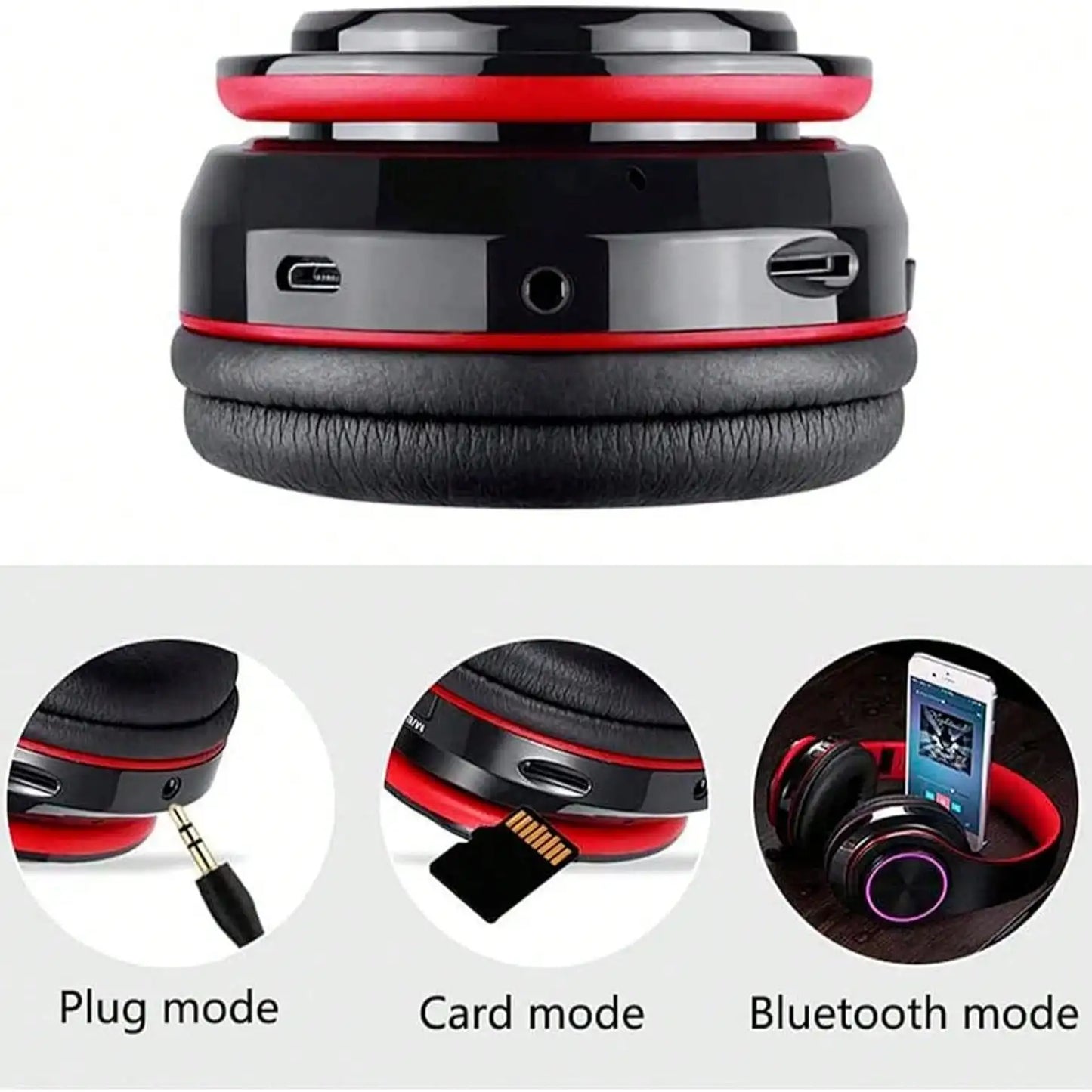 Bluetooth 5.3 Over-Ear Headphones, Active Noise Reduction, Subwoofer Bass, LED Light Design, Foldable Portable Wireless Headset for Gaming, Music, Sports, Phones & Computers