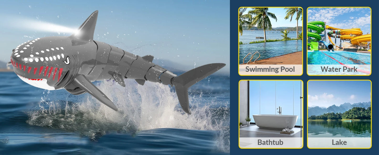 VOLANTEXRC RC Shark Toys 2.4Ghz 1:18 Scale High Simulation Remote Control Shark Swimming Pool Toy With 2 Batteries For Kids