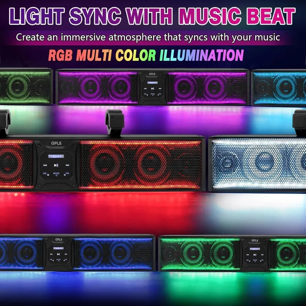 HOME.UTV Sound Bar 26 Inch, ATV Soundbar with 6-Speakers,RGB Multicolor Lights with Light Strip
