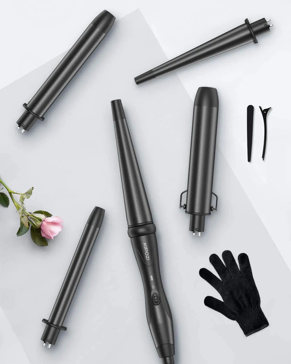 KIPOZI Professional Curling Iron 5-in-1 Hair Tools Instant Heating Electric Curling Iron Hot Air Brush Ceramic Barrels for Woman