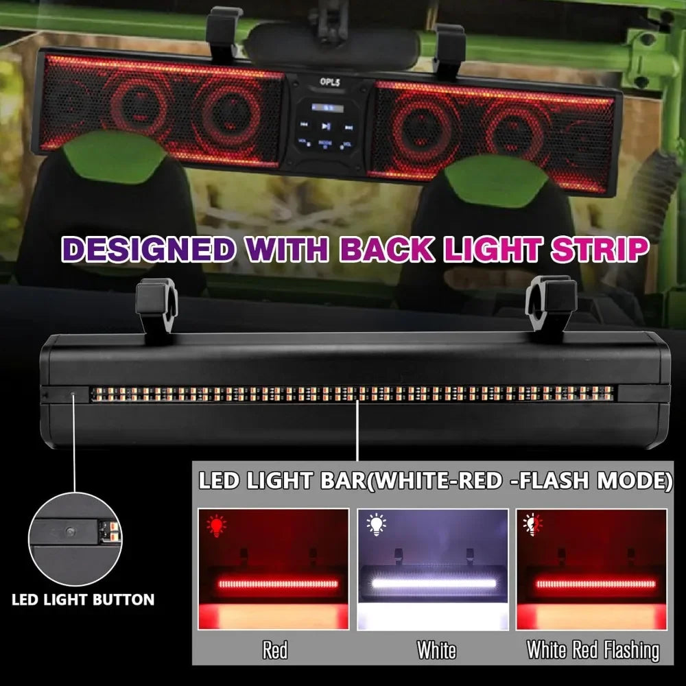 HOME.UTV Sound Bar 26 Inch, ATV Soundbar with 6-Speakers,RGB Multicolor Lights with Light Strip