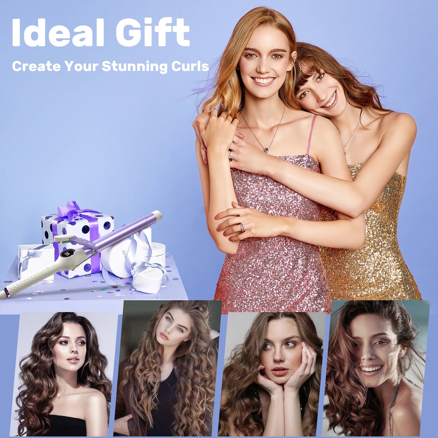 7 inch Ceramic Swivel Curling Iron Hair Curler Professional 7 Adjustable Temp. LED Electric Curler Hair Hair Styling Tool