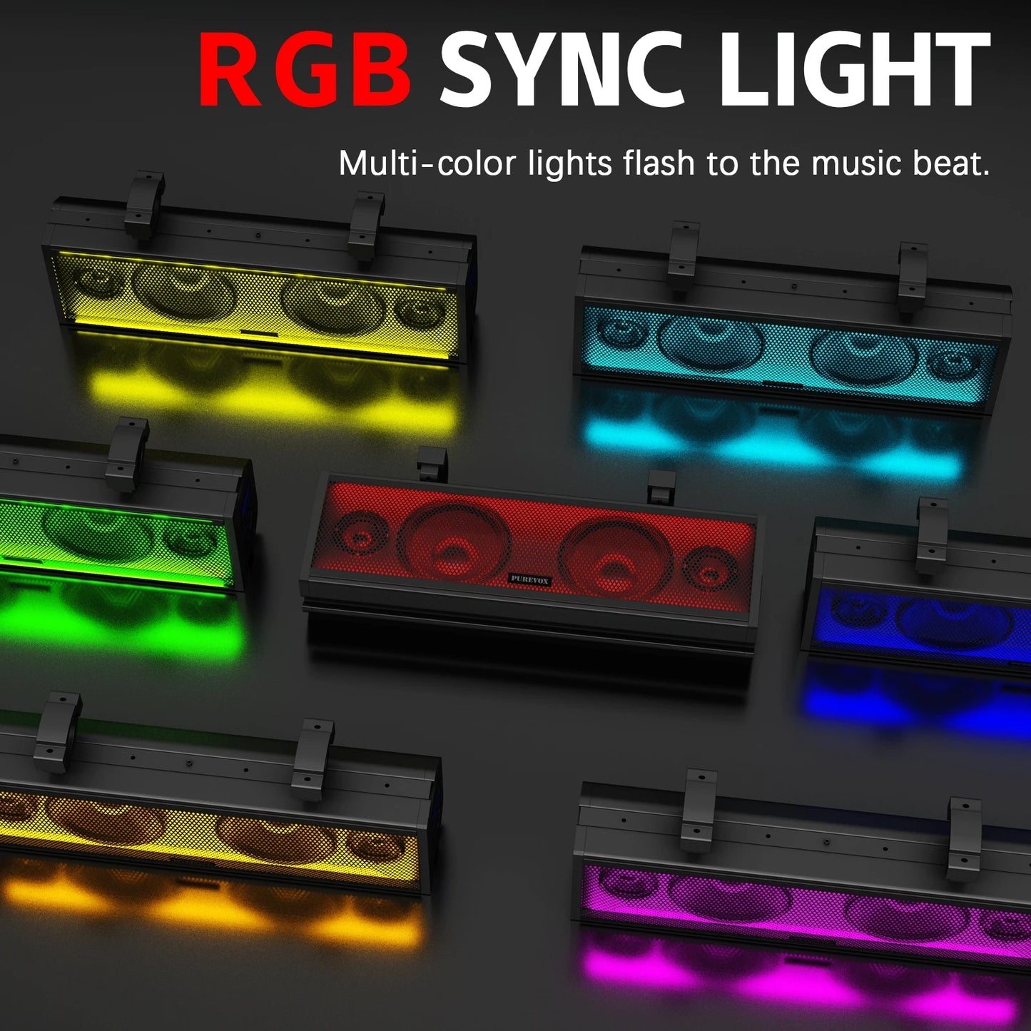 UTV/ATV 17" Bluetooth Sound Bar 4 Speaker Amplified Audio Waterproof with RGB Lighting for Golfcart Can Am