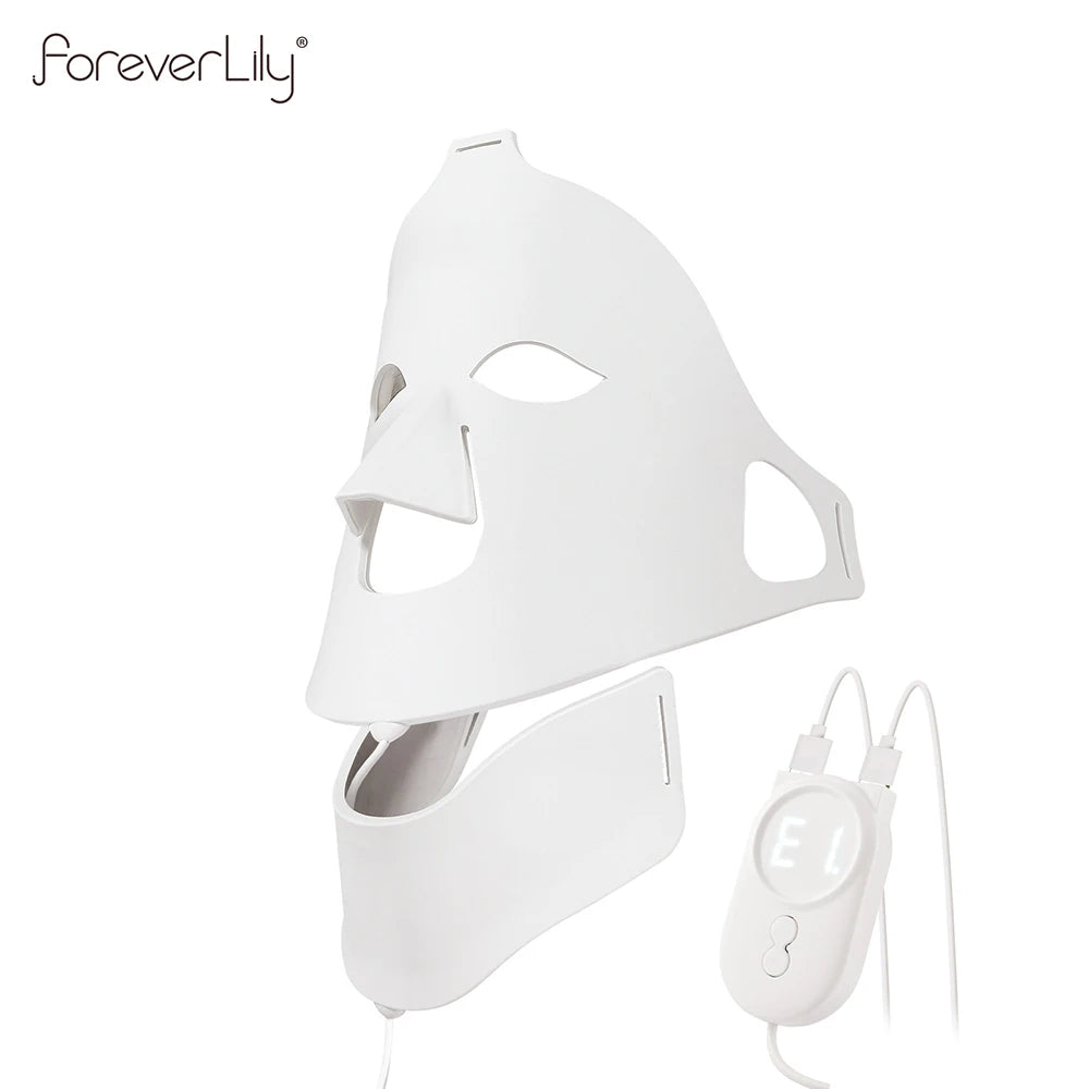 Foreverlily Face Neck Silicone LED Mask 7 Colors LED Light Photon Red Light Therapy 3D Flexible Facial Mask Anti-Ance Skin Care