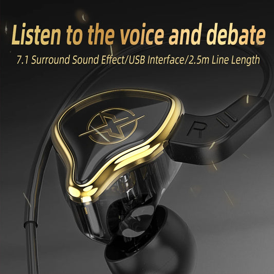 USB Gaming Headset With Microphone Wired Headphones Noise Cancelling PET Diaphragm 2.5m USB Cable for PC Computer PS4 PS5