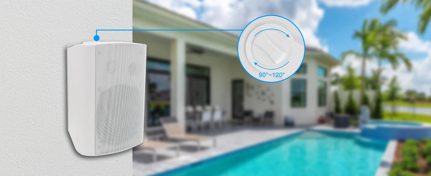 Herdio 2PCS 5.25‘’ 300 Watts Passive Wired Indoor Outdoor Patio Deck Speakers All Weather Wall Mount System For Patio Garden