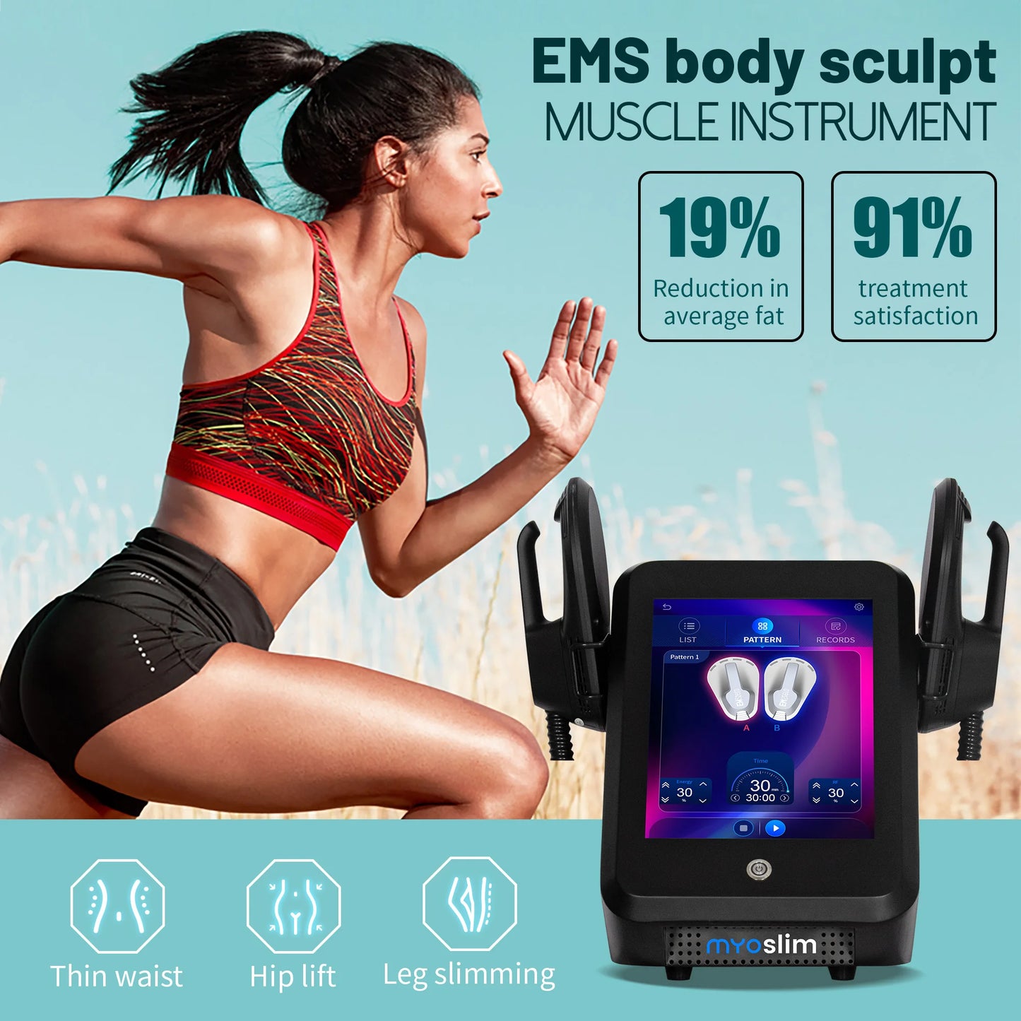 Myoslim Body Slim Sculpt Muscle Stimulate Fat Removel 6500W  Eletric Machine Hi-emt RF Weight Lose Portable Electromagnetic
