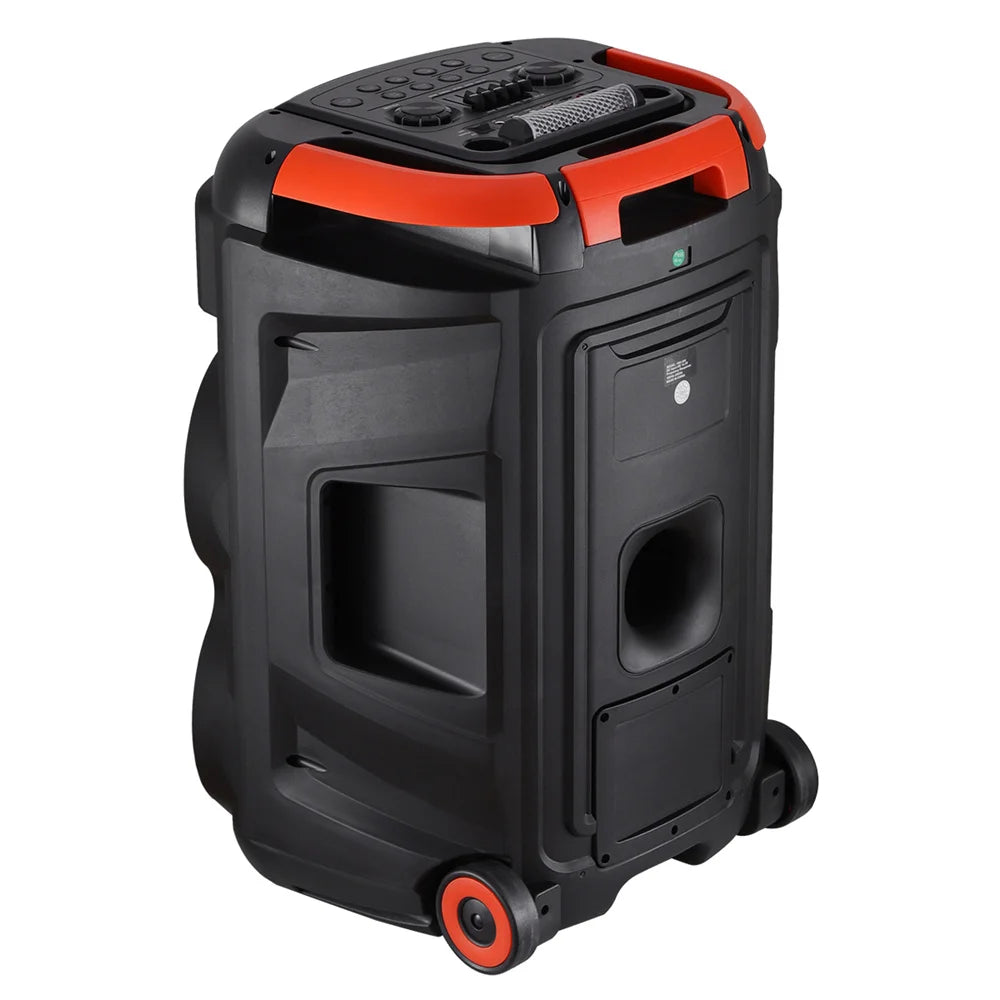 Loud Portable Bluetooth Party Speaker Quad 8” Woofers Heavy Bass Rechargeable Sound System karaoke Speaker Led Light w/2 Mic