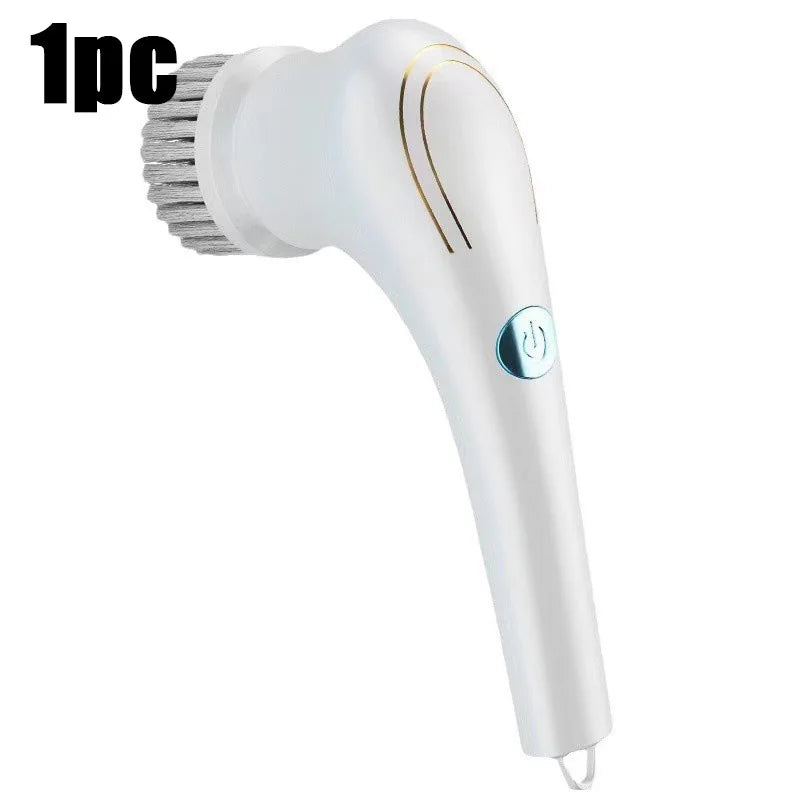 Electric Power Scrubber Kit - Rechargeable Cleaning Brush with Steel Wool Pads for Kitchen, Bath, Grill, Long Handle & Wa