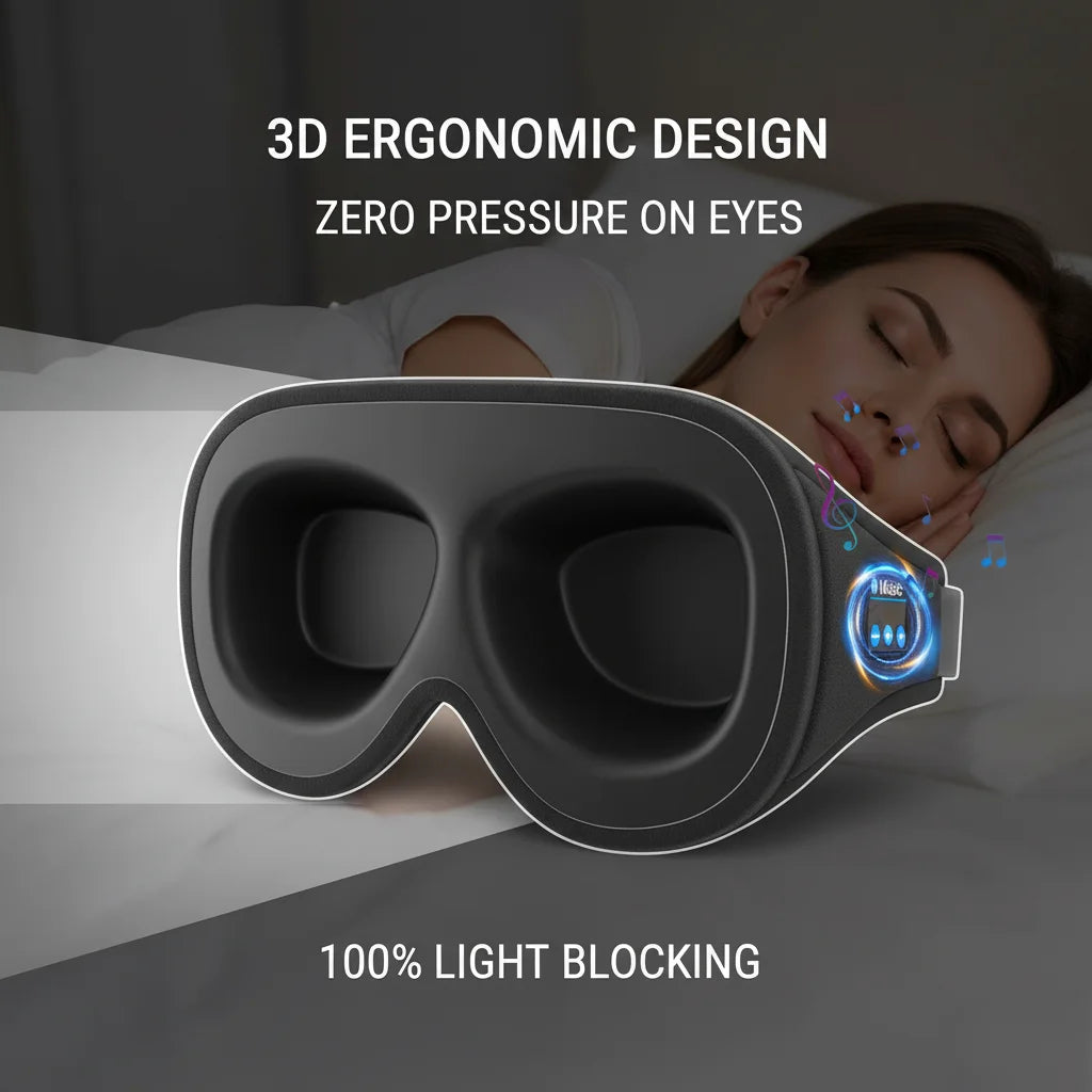 Sleep Headphones, 3D Sleep Mask Bluetooth Wireless Music Eye Mask, Sleeping Headphones For Side Sleepers Sleep Mask With