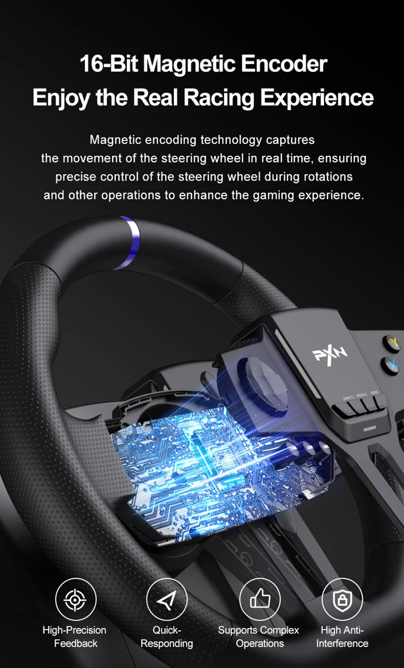 PXN V900 GEN2 Gaming Steering Wheel Driving Racing Simulator 270°/900° Rotation For PC Switch PS3 PS4 Xbox One,Xbox Series X/S