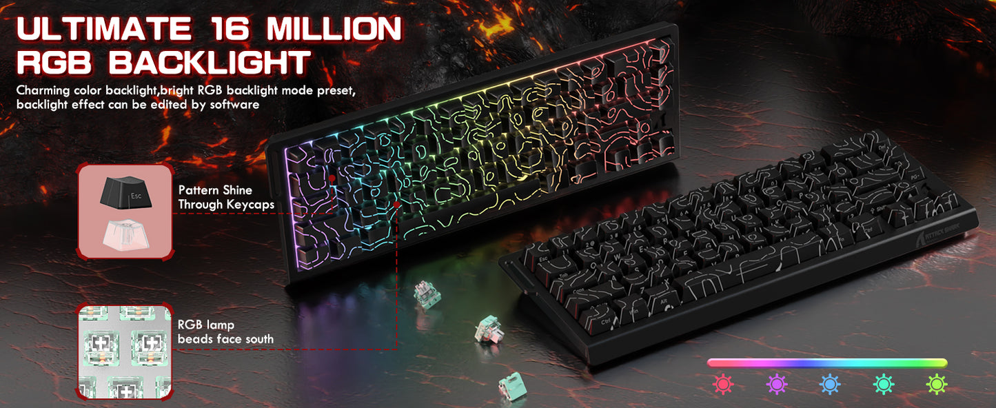 MAMBASNAKE x ATTACK SHARK X68 PRO HE Wireless Rapid Trigger Gaming Keyboard with Adjustable Actuation,8K Polling Rate